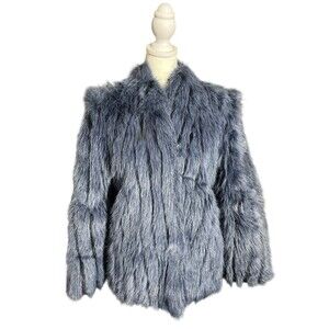 Vtg Intrigue Luxury Fabric Faux Fur Coat Women’s Blue Monterey Mills Mob Wife 5
